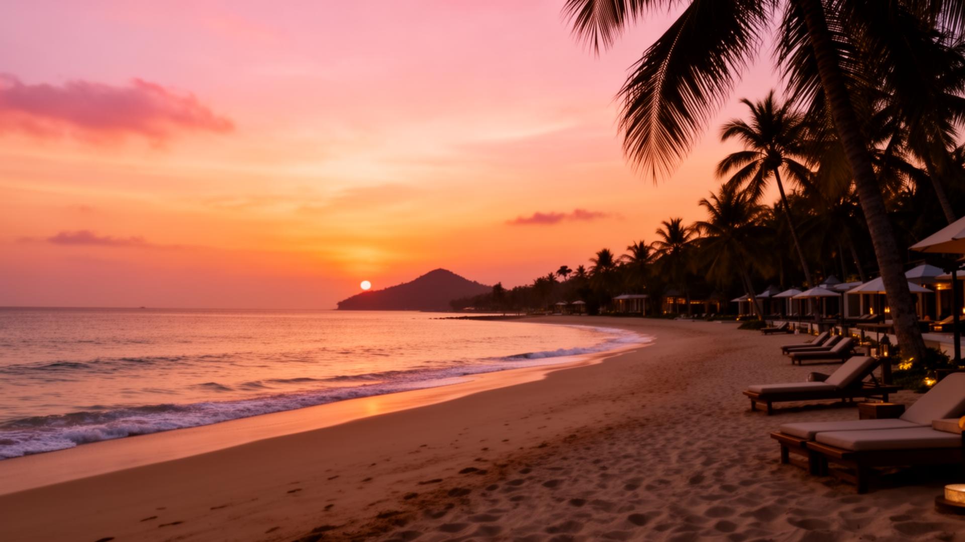 Sunset over the Thai coastline